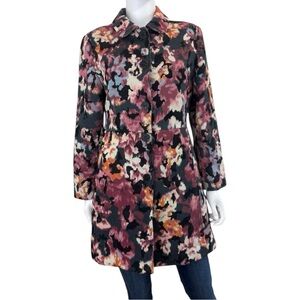 Chico's Muted Floral Drama Jacquard Coat Jacket Size M D0739